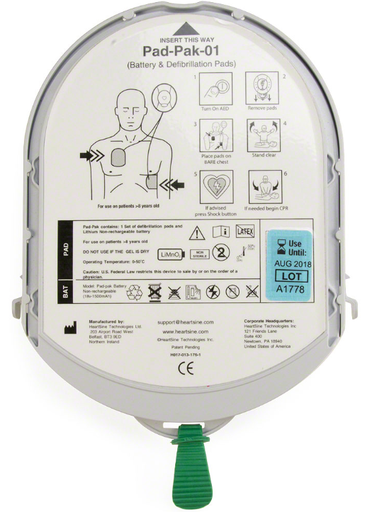 HeartSine Samaritan AED Adult Electrode Pads Pak with Battery