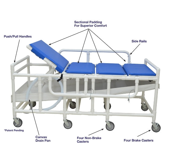 MJM Bariatric Shower Gurney Elevating Headrest 900 LB