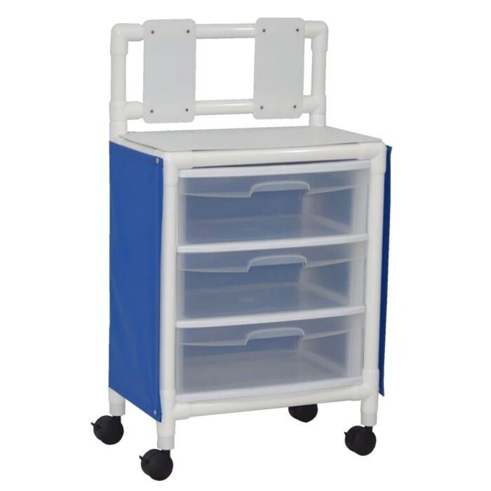 MJM Blue Isolation Cart Station Universal Cart with 3 Slide Out Drawers
