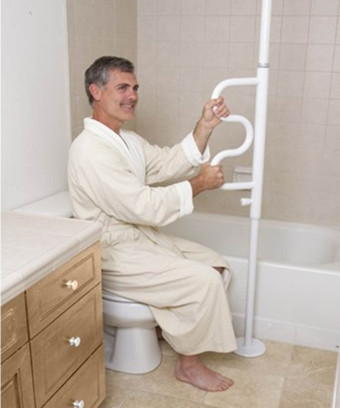 Security Pole and Curve Grab Bar