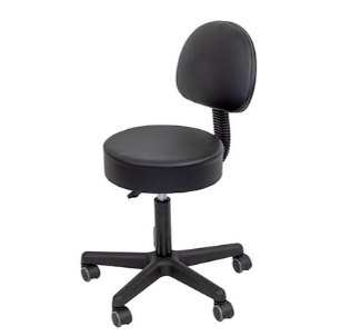 CanDo Pneumatic Black Stool with Back 18" - 22"