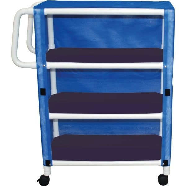 MJM Jumbo 3 Shelf Linen Cart Ergonomic Handle 150 lb