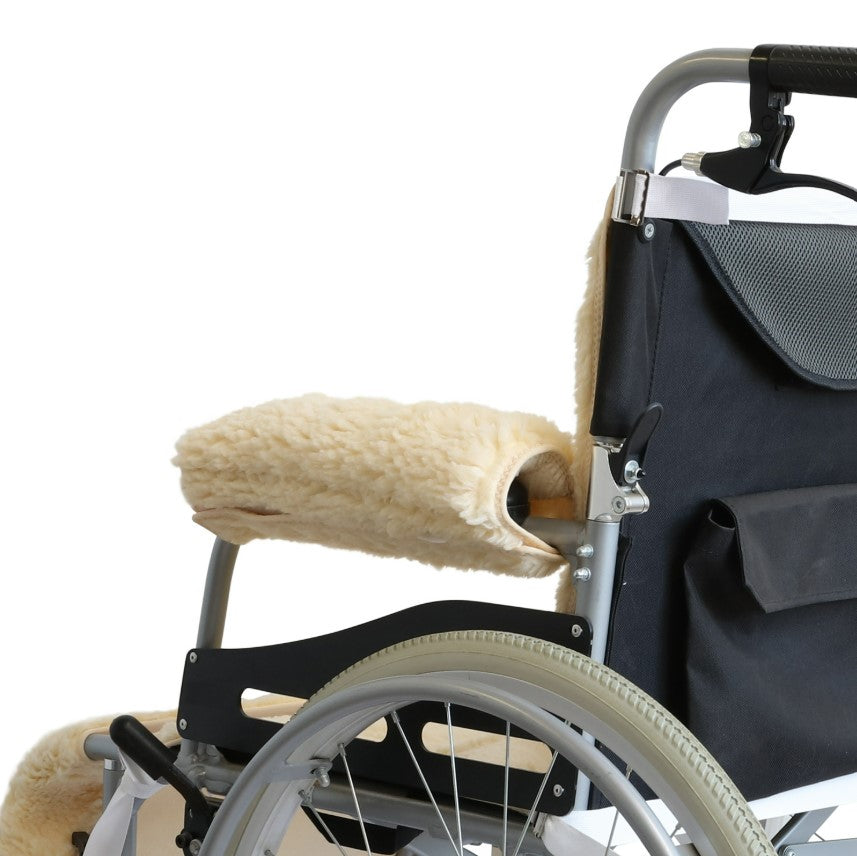 NYOrtho Sheepskin Wheelchair Armrest Pads Hook and Loop 8.5" X 15"