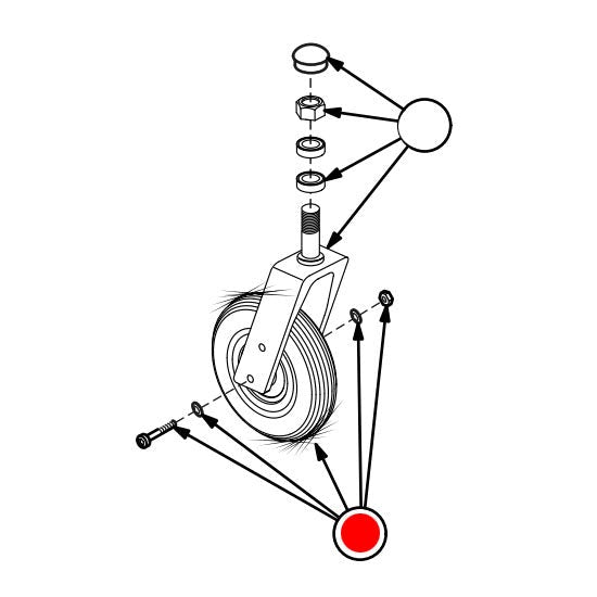 Replacement Rear Caster with Bearings for Chariot II (K2) and Chariot III (K3) Wheelchairs