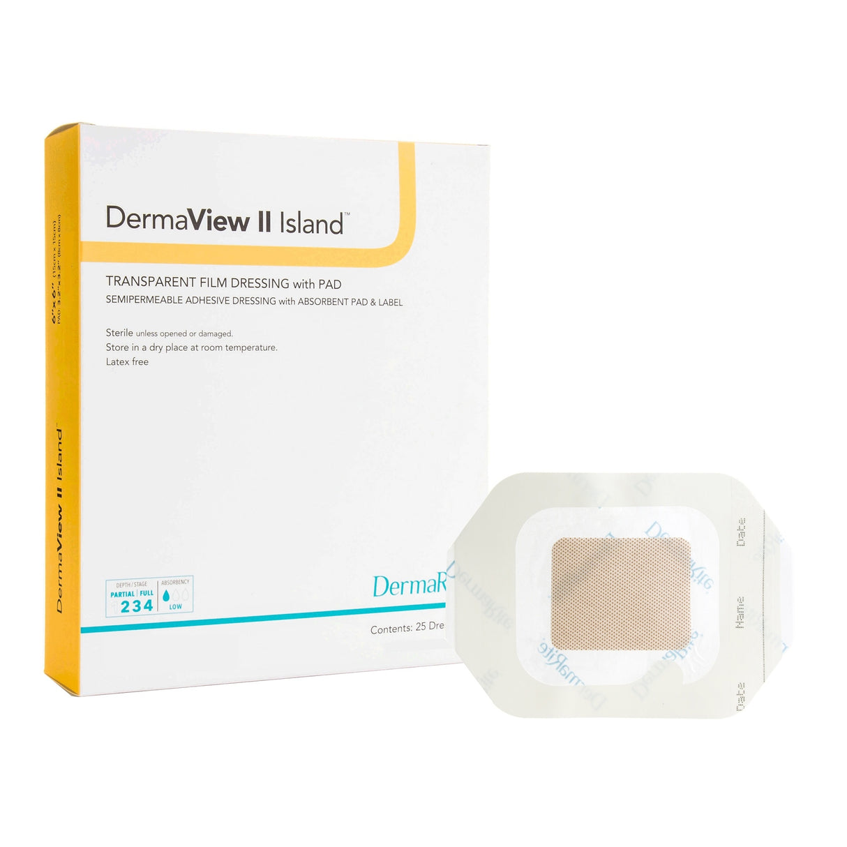 DermaView II Island Transparent Film Dressing with Pad