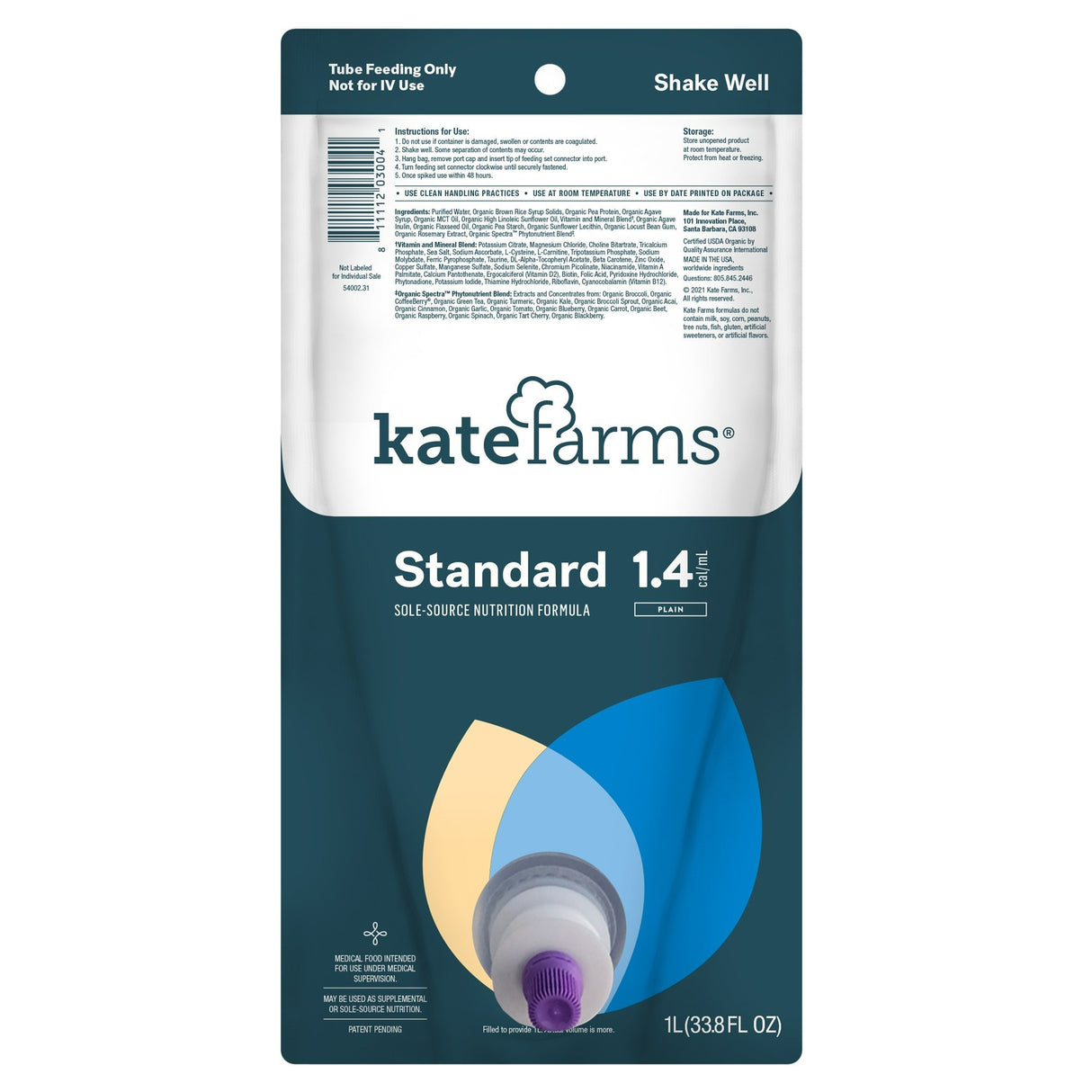 Tube Feeding Formula Standard 1.4 Ready to Hang Prefilled Container 1000 mL