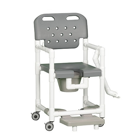 IPU Elite Shower Chair Commode with Slideout Footrest and Safety Belt