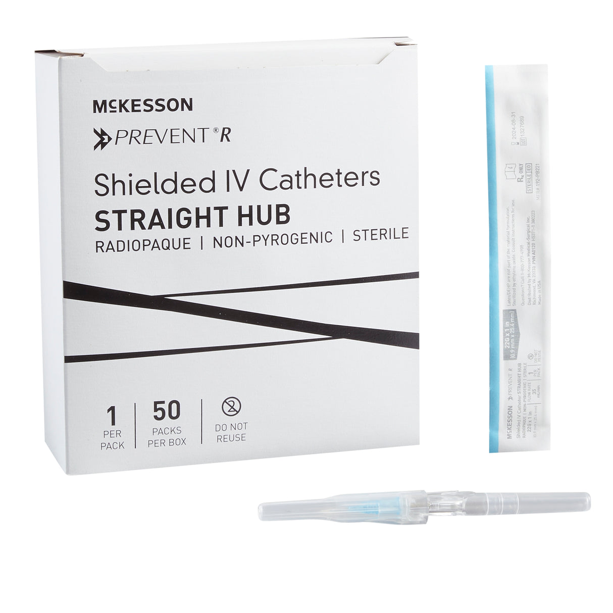 Mckesson Prevent R Shielded IV Catheters Peripheral 22 Gauge 1"